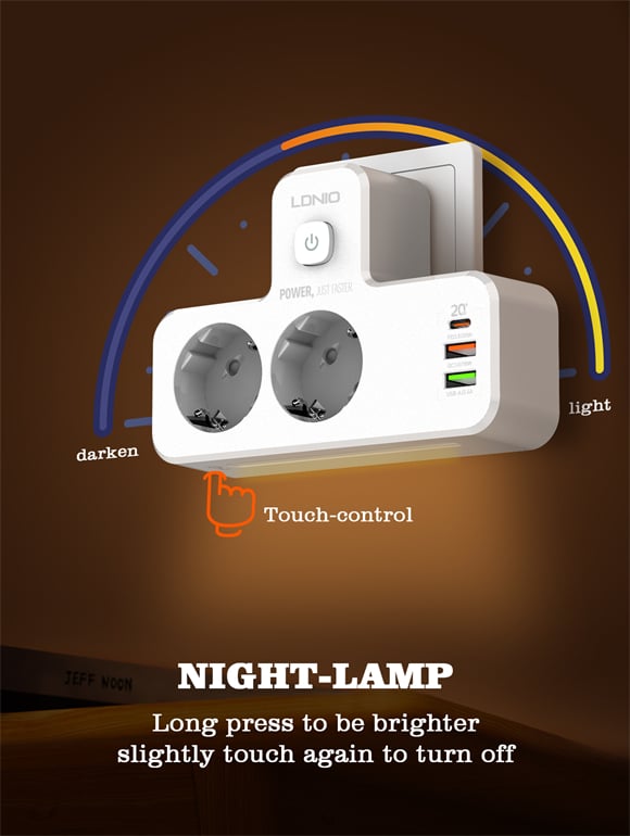 LDNIO SE2337 LED Night Lamp With Power Socket 3