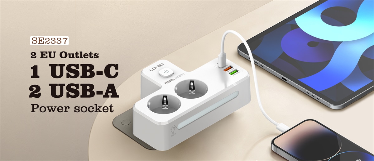 LDNIO SE2337 LED Night Lamp With Power Socket 5