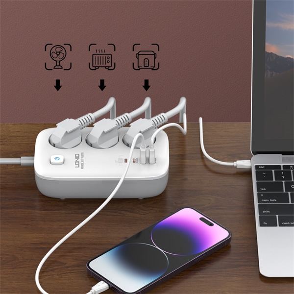 LDNIO SE3436 3 AC Outlets 4 USB Power Strip