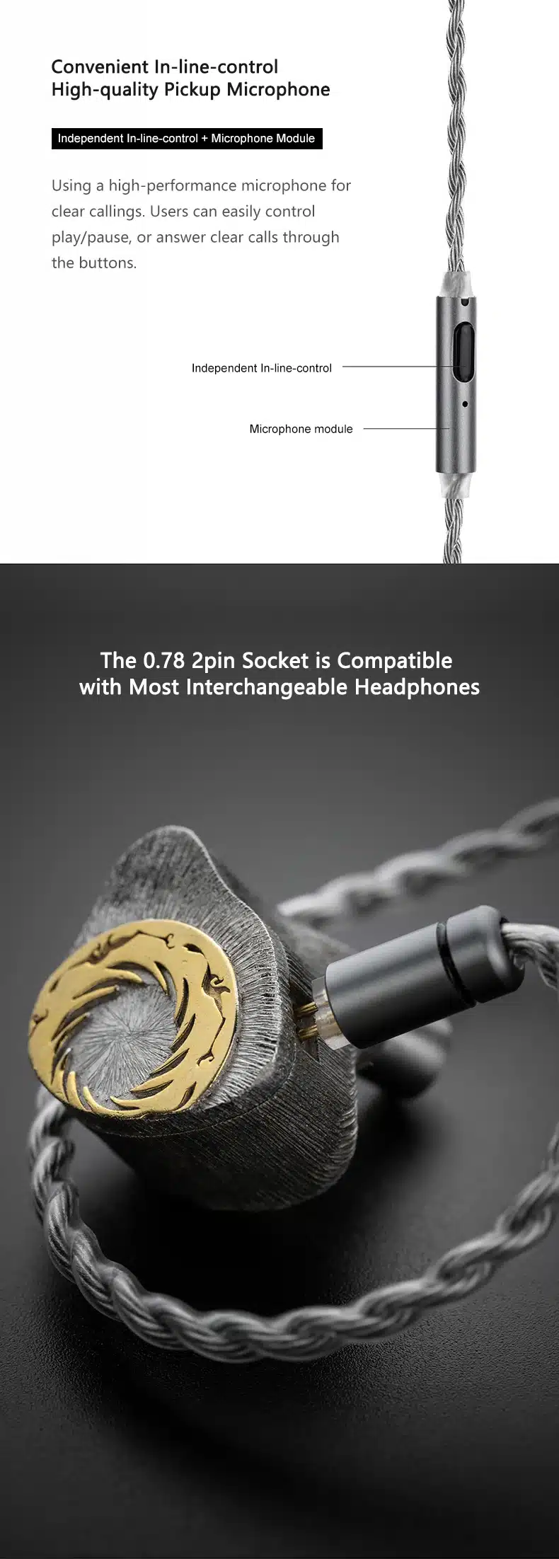 MOONDROP MC2 Multipurpose Microphone Upgrade Cable 3 6