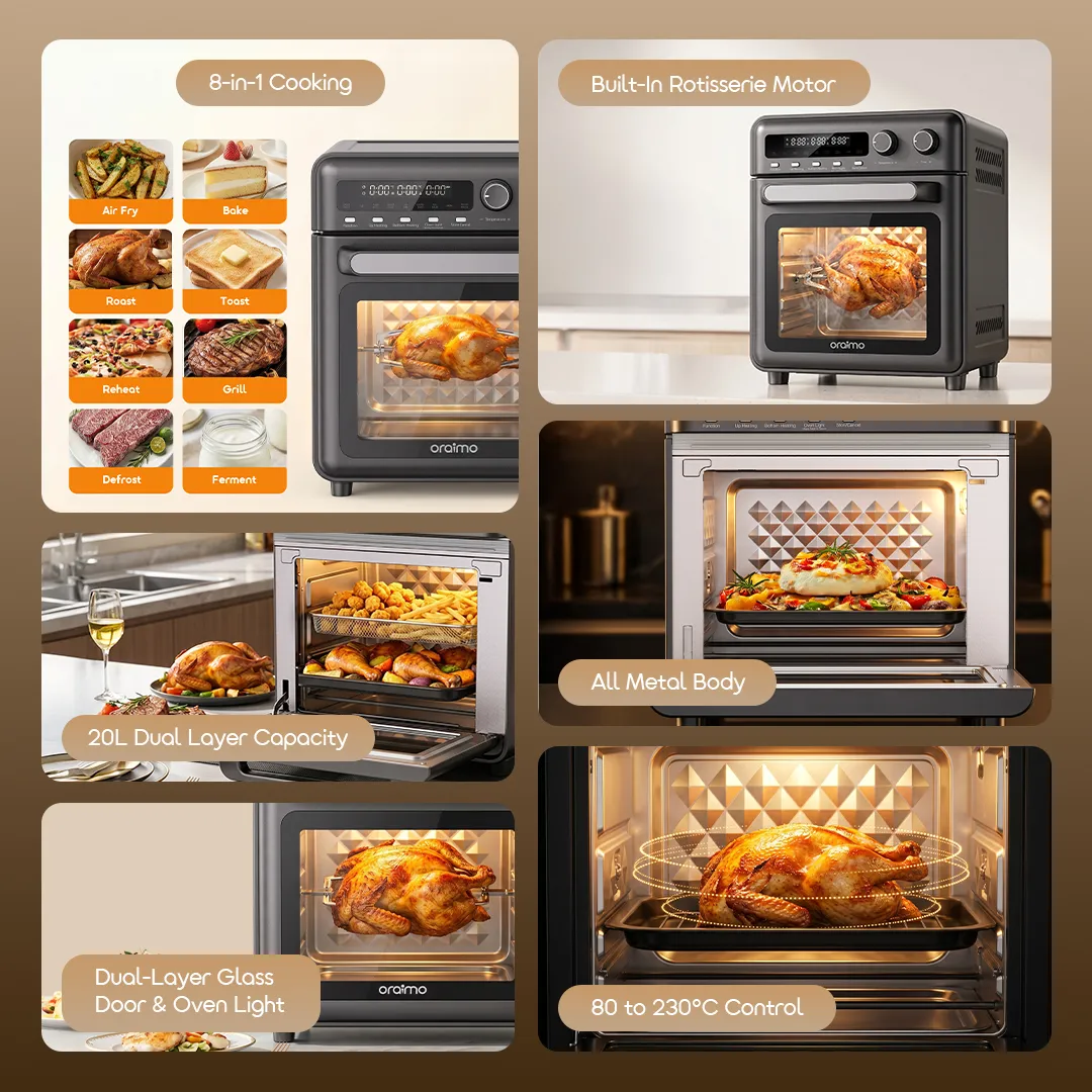 Oraimo BakeAir Pro 8 in 1 20L 230°C Large Capacity Air Oven 5