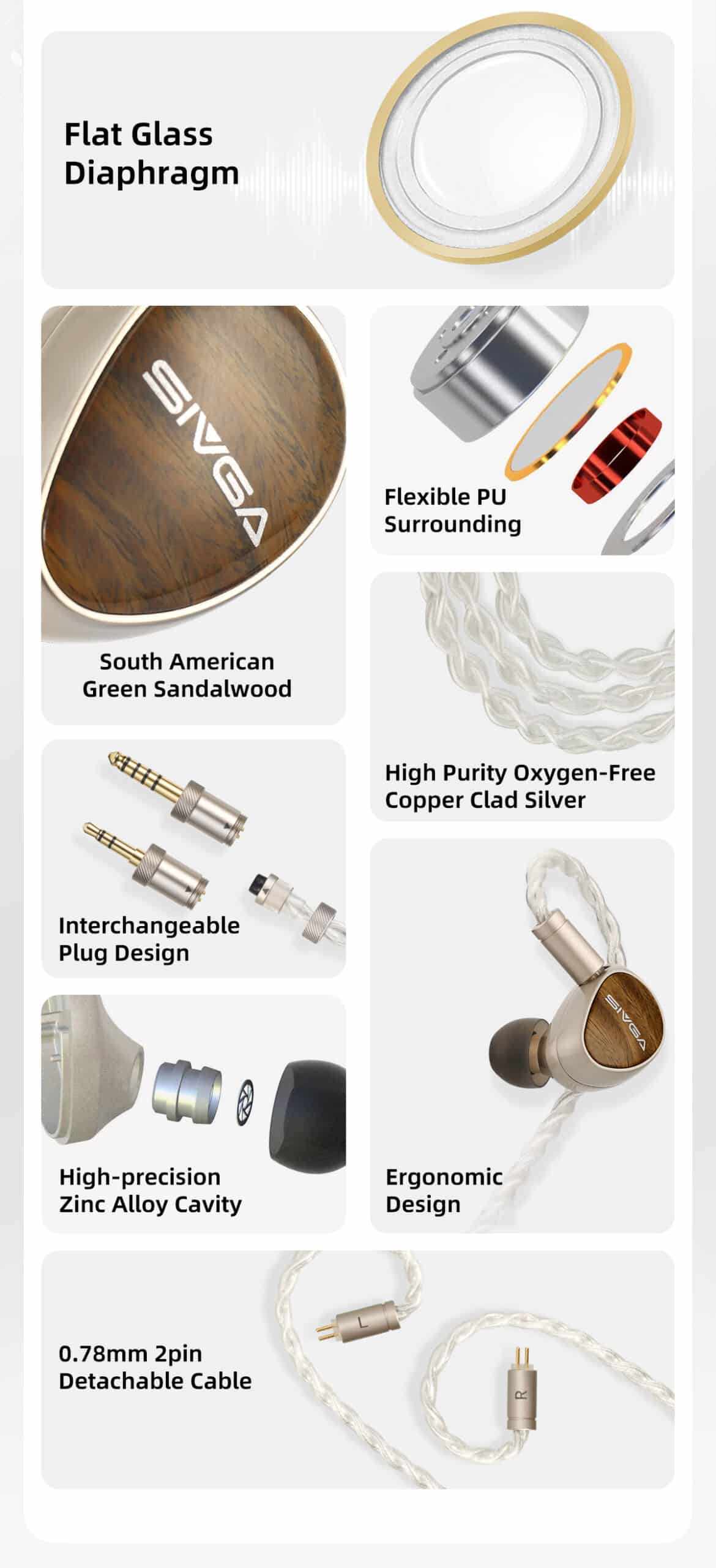 SIVGA Que UTG Flat Glass Diaphragm Dynamic Driver IEM Earphone 4 scaled