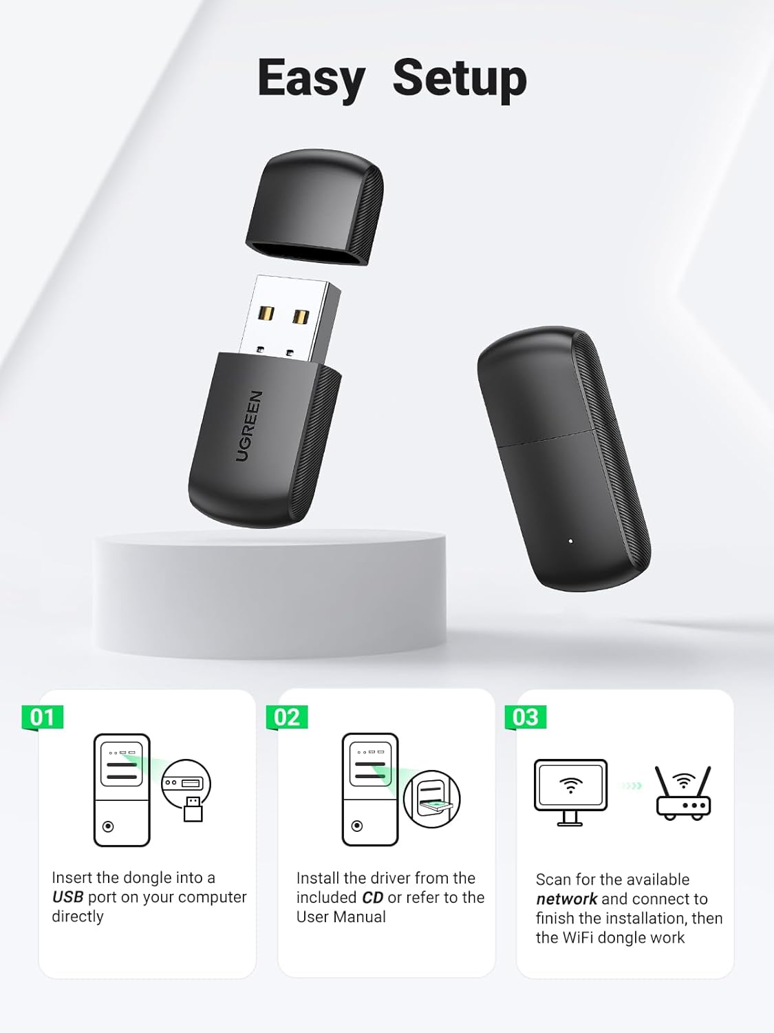 UGREEN CM448 20205 AC650 11ac Dual Band Wireless USB Adapter