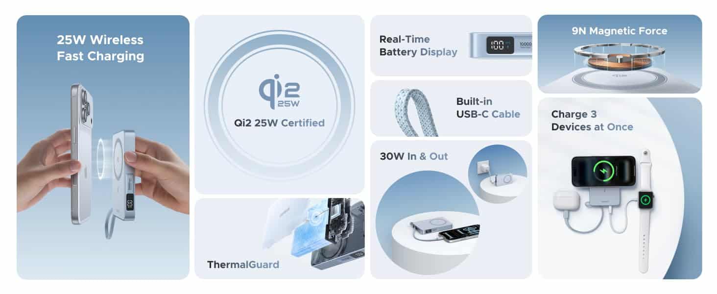 UGREEN PB773 MagFlow Qi2 25W Magnetic Power Bank 10000mAh 4