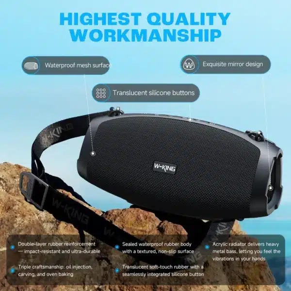W-KING X10 70W RMS Portable Outdoor Bluetooth Speaker with Powerful Bass (120W Peak)