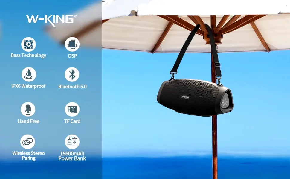 W KING X10 70W RMS Portable Outdoor Bluetooth Speaker with Powerful Bass 120W Peak 4