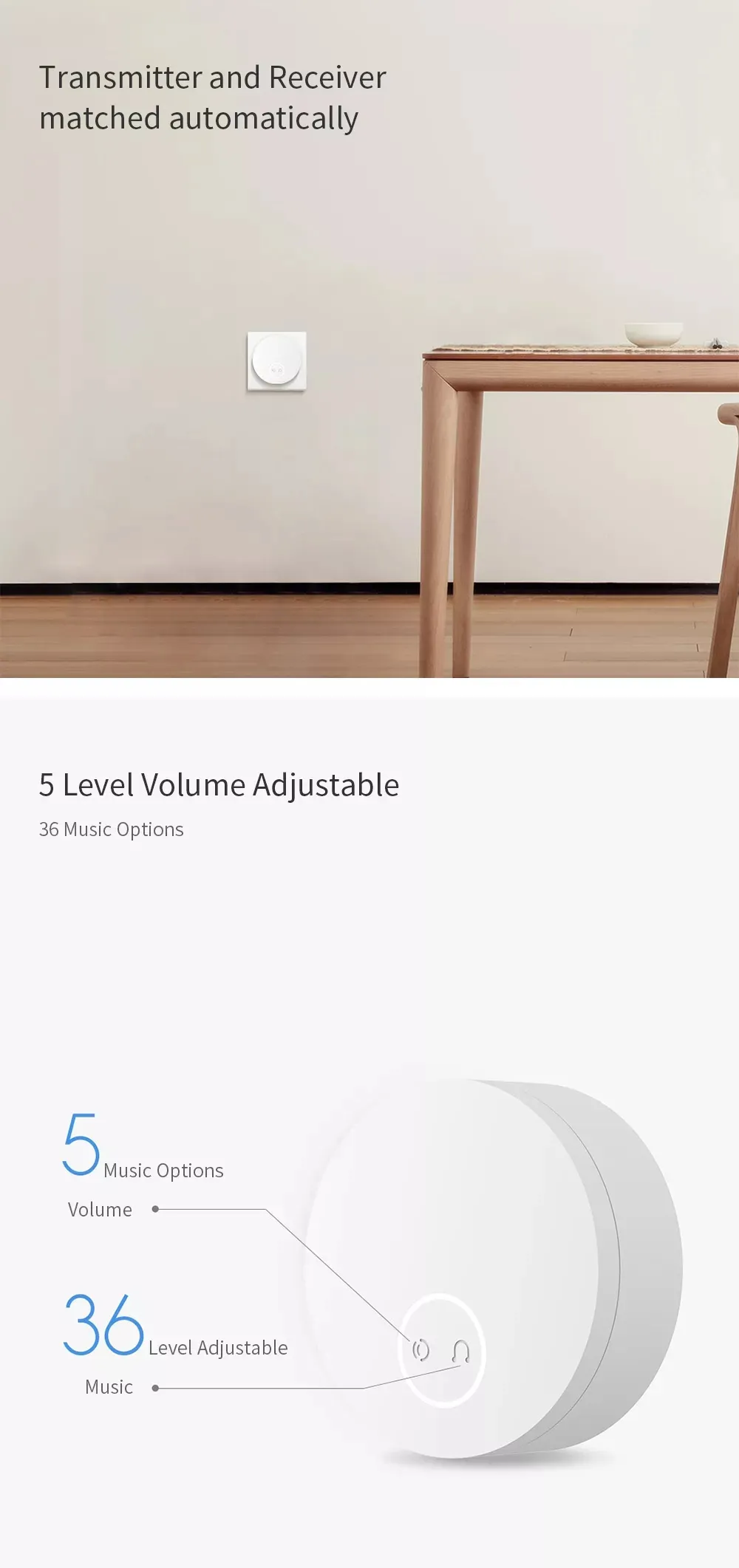 Xiaomi Linptech G6LW WIFI Self generating Wireless Doorbell 3