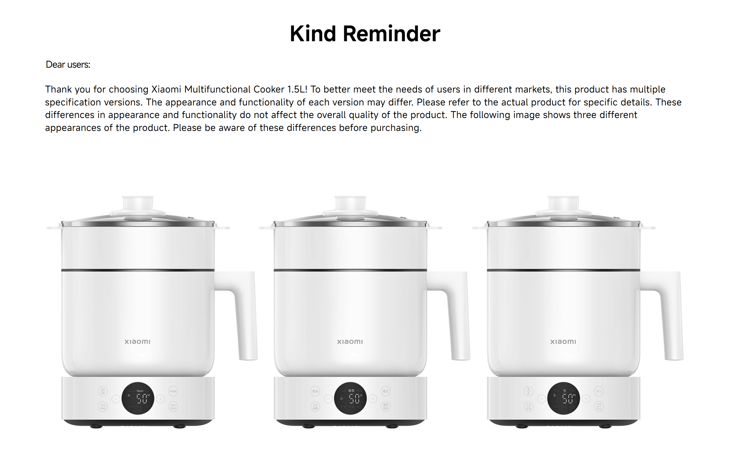 Xiaomi Multifunctional Cooker 1.5L MEC01 2