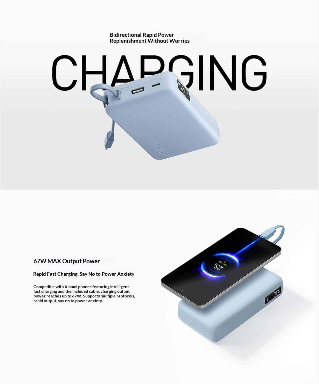Xiaomi PB2067 67W Power Bank 20000 Integrated Cable 4