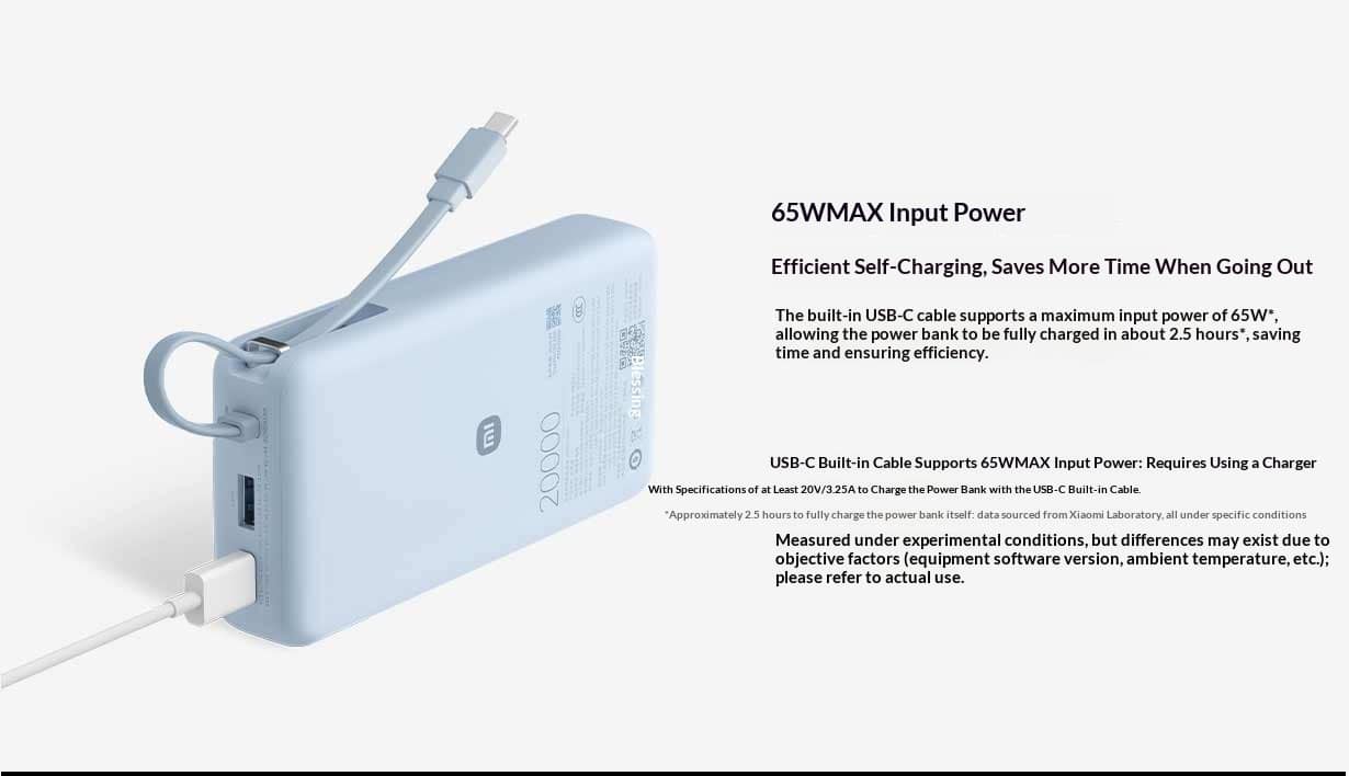 Xiaomi PB2067 67W Power Bank 20000 Integrated Cable 5